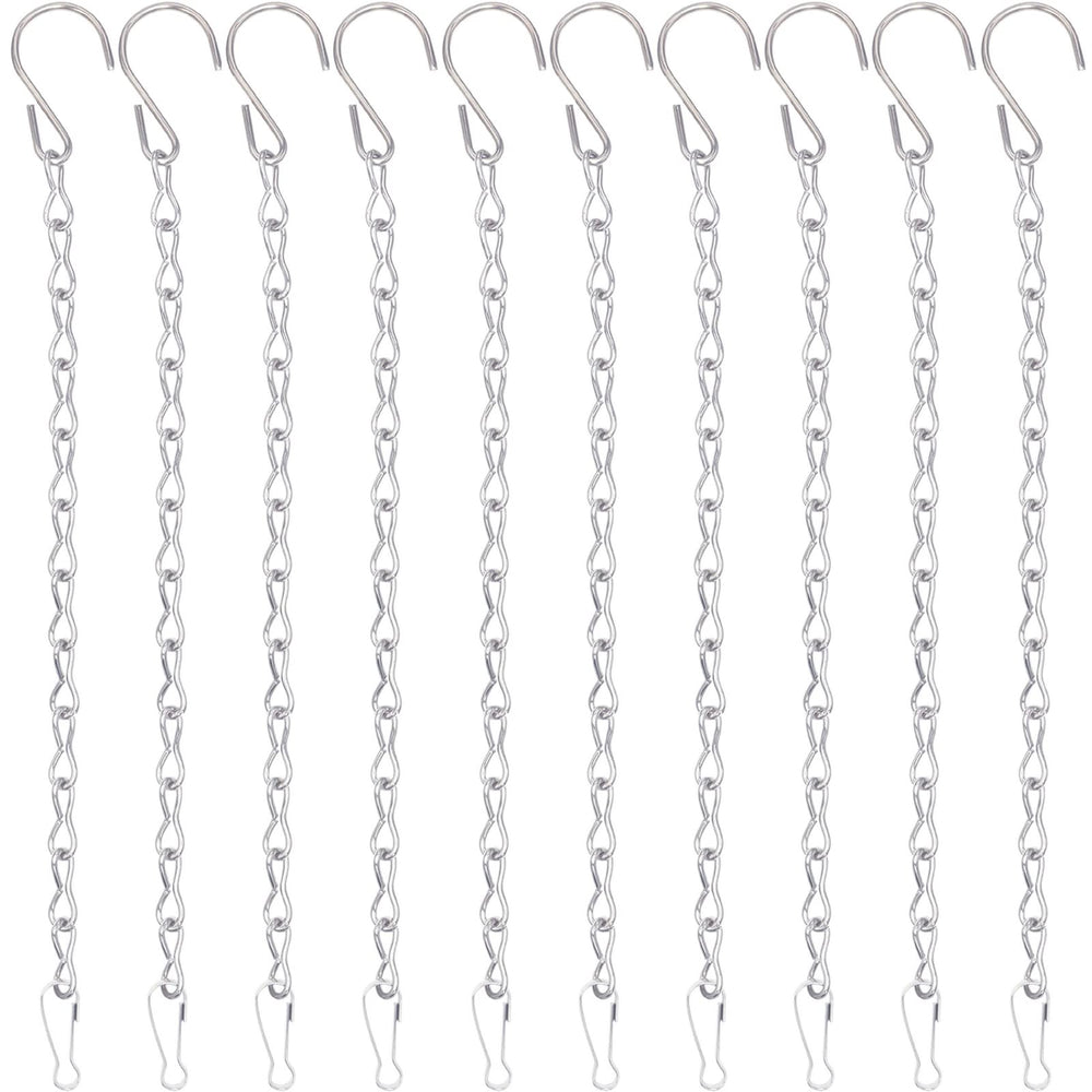 YINGFENG 10 Pack 9.5 Inch Silver Hanging Chains front view