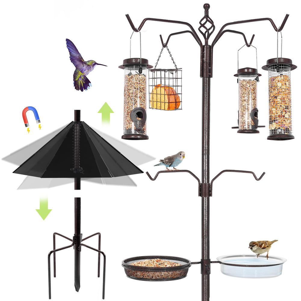 YINGYM 94 Inch Bird Feeding Station with squirrel baffle front view