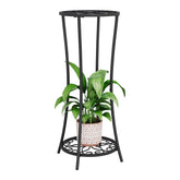 YINMIT Plant Stand 2 Tier Black-Iron front view