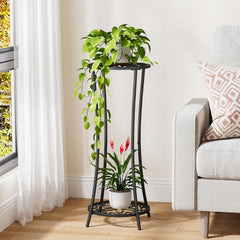 YINMIT Plant Stand 2 Tier Black-Iron side view