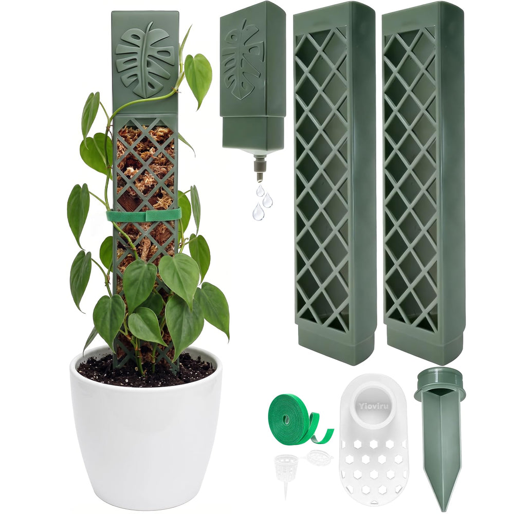 Yioviru 9-inch D-shaped moss pole set with water dripper and bases