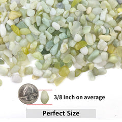 YISZM jade pebbles displayed in an aquarium