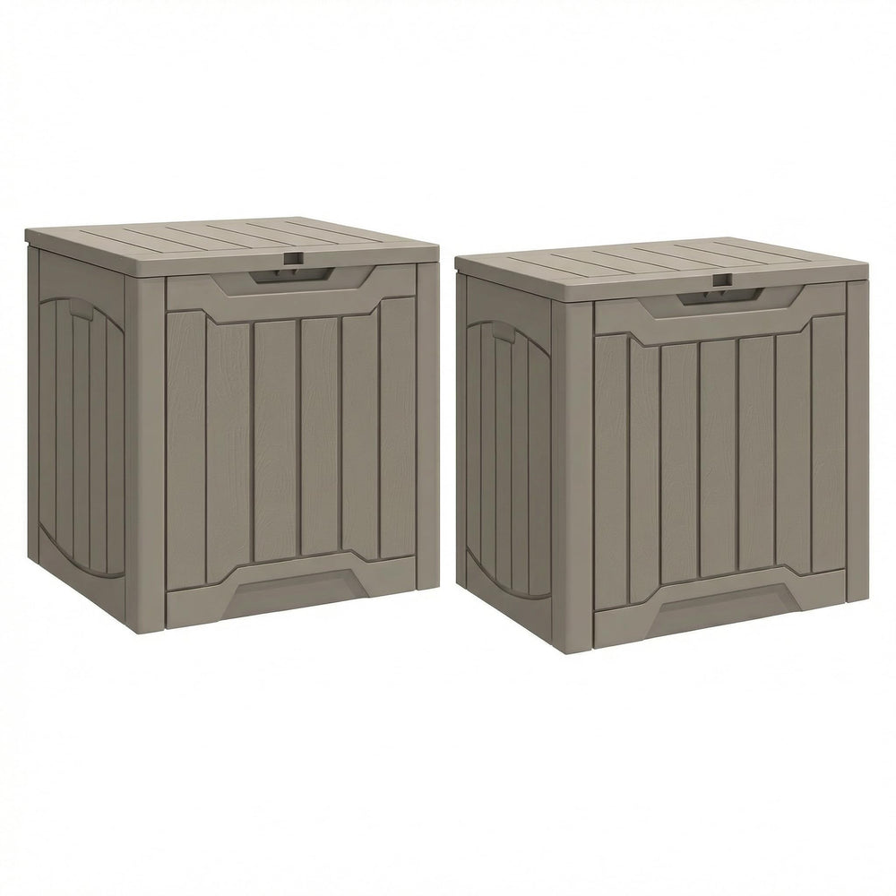 YITAHOME 31 Gallon Deck Box taupe front view