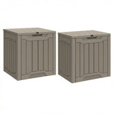 YITAHOME 31 Gallon Deck Box taupe front view