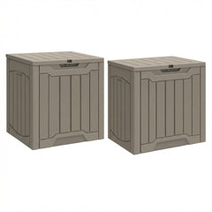 YITAHOME 31 Gallon Deck Box taupe front view