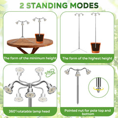 Yiyehu Full Spectrum Grow Light with three heads illuminated