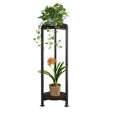 YIZAIJIA 2 Tier Plant Stand black metal front view