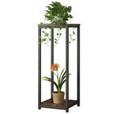 YIZAIJIA 2 Tier Plant Stand black model front view