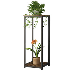 YIZAIJIA 2 Tier Plant Stand black model front view