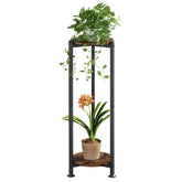 YIZAIJIA 2 Tier Plant Stand front view in black