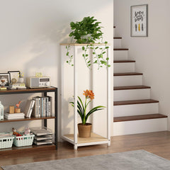 YIZAIJIA 2 Tier Plant Stand in a living room setting