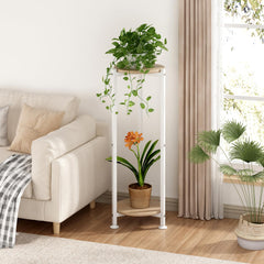 YIZAIJIA 2 Tier Plant Stand side view with potted plants