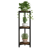 YIZAIJIA 3 Tier Plant Stand black metal frame front view