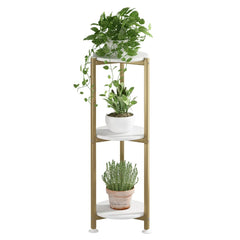 YIZAIJIA 3 Tier Plant Stand black metal frame front view