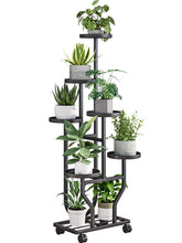 YIZAIJIA 6 Tier Black Plant Stand front view