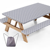 Ymomode picnic table cover set 72x30 inch grey and white with bench covers