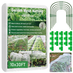YNERHAI Garden Mesh Netting Kit 10x30FT with all components