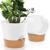 YNNICO 10 inch white self-watering plant pot front view