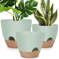 YNNICO 12-inch green self watering plant pot front view