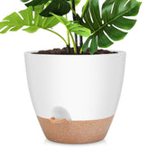 YNNICO 12-inch self-watering pot white front view