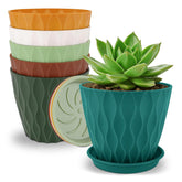 YNNICO 4 inch plant pot multicolor front view with drainage holes