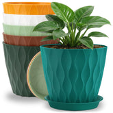 YNNICO 8 inch multicolor plant pots front view