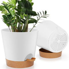 YNNICO 8-Inch self-watering planter front view in white