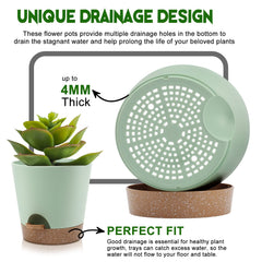 YNNICO 9-inch springgreen planter with saucer on a desk