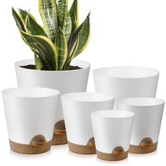 YNNICO Indoor Self Watering Planters 8 inch white pot with drainage holes