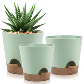 YNNICO indoor self watering planters 9-inch, 8-inch, and 7.5-inch in springgreen