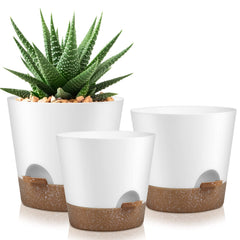 YNNICO self watering plant pots set of three in Snow colour