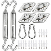 YOFIT 40 Pcs Shade Sail Hardware Kit components laid out