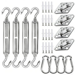 YOFIT Shade Sail Hardware Kit 44 pcs components layout