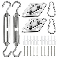 YOFIT Shade Sail Hardware Kit front view showing all components