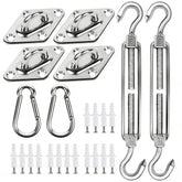 YOFIT Shade Sail Hardware Kit packaging front view with components