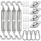 YOFIT Shade Sail Hardware Kit with 44 pieces displayed
