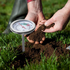 Yogyro compost thermometer with color-coded dial for easy reading