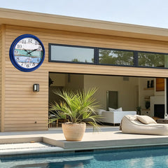 Yoiolclc Outdoor Clock mounted on a garden wall