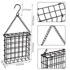 Yojanner suet cage feeder filled with suet cake, outdoors