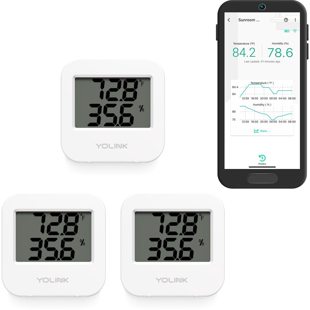 YoLink Indoor Temperature & Humidity Sensor front view, white