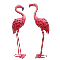 YOUKI Pink Flamingo Yard Art Statue front view