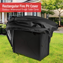 Youlvy Rectangular Fire Pit Cover placed on a fire pit