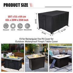 Youlvy Rectangular Fire Pit Cover showing drawstring and vent details