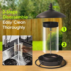 Youvip Metal Roof Bird Feeder disassembled for cleaning