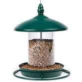 Youvip Metal Roof Bird Feeder with green finish front view