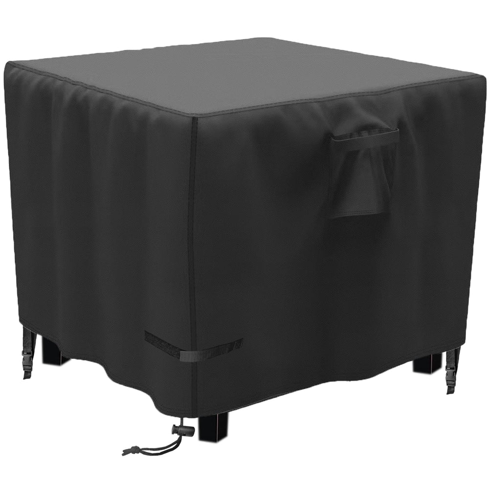 YOWDUTY propane fire pit table cover black front view