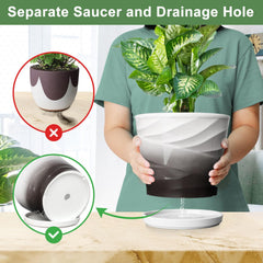 YUFDA 8 Inch Ceramic Plant Pot with saucer