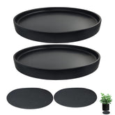 Yukfona ceramic plant saucer tray 12.5 inch black front view