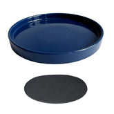 Yukfona Ceramic Plant Saucer Tray 15 inch blue front view