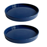 Yukfona Ceramic Plant Saucer Tray 6.4 Inch Blue front view